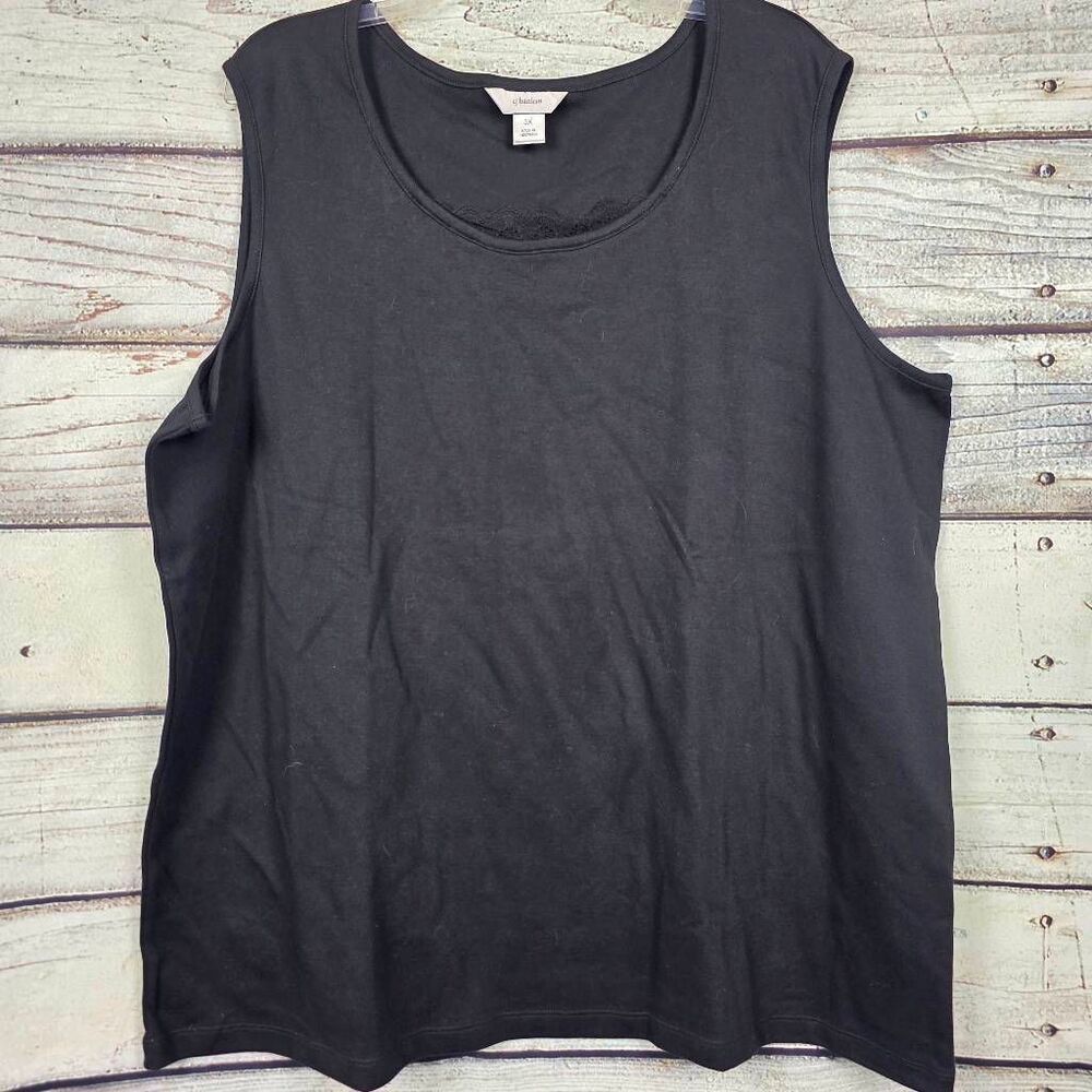 CJ Banks 3X Black Sleeveless Lace Trim Tank Top
